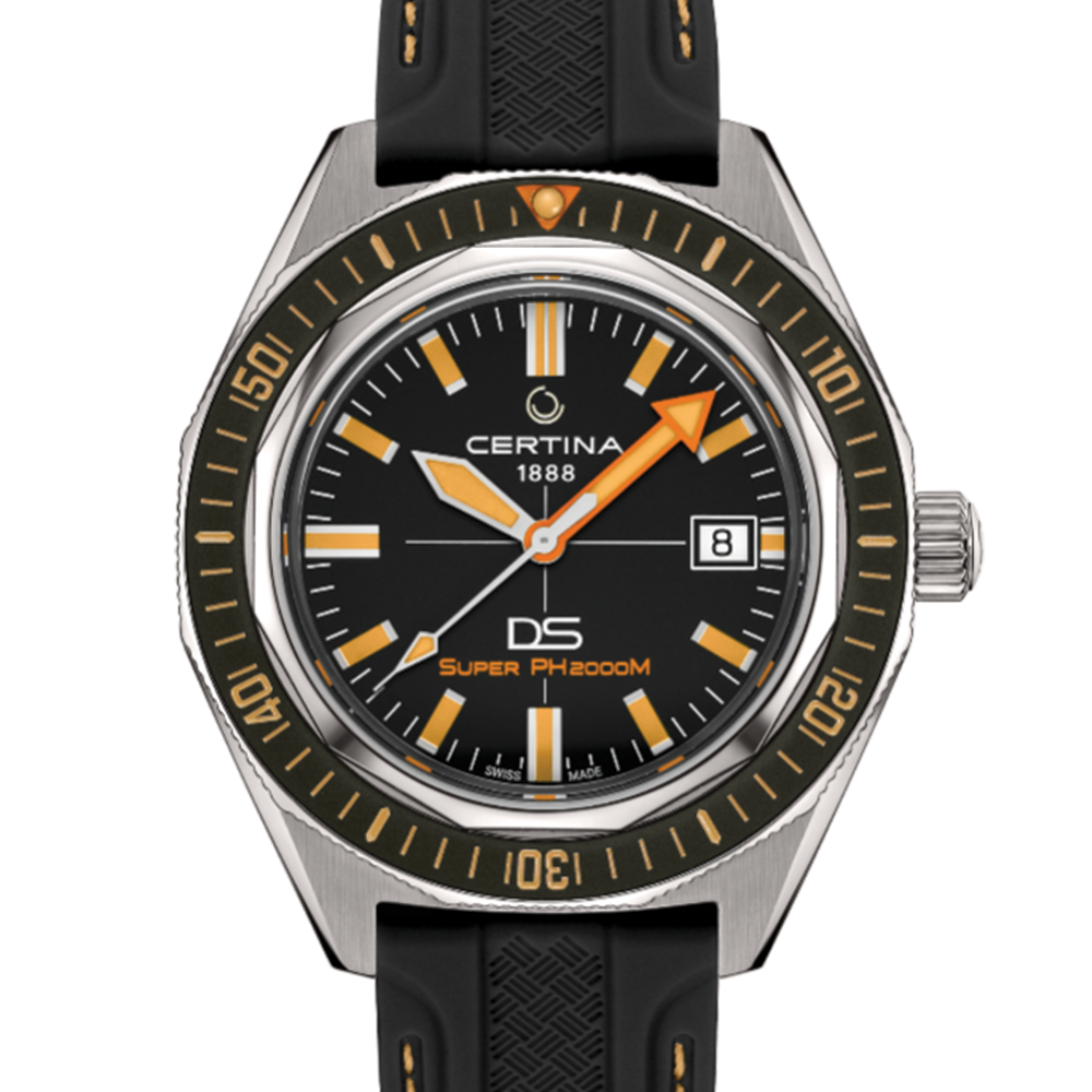 DS Super PH2000M 43mm - Black on Bracelet w/ Additional Rubber Strap