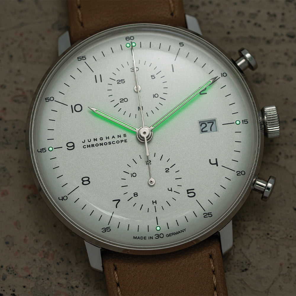 Max Bill Chronoscope - Silver on Leather Strap