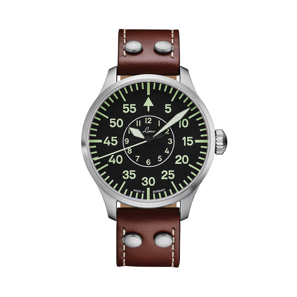 Pilot Watch Basic Aachen 42mm - Black on Leather Strap | Teddy Baldassarre