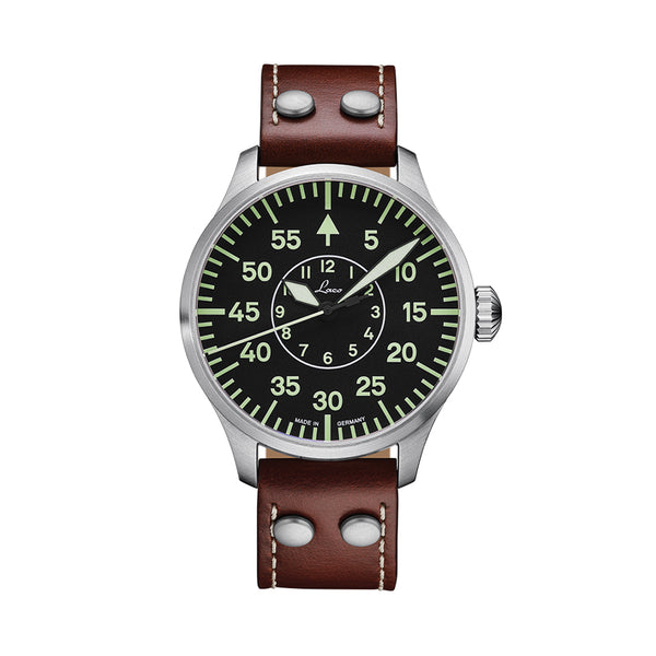Pilot Watch Basic Aachen 42mm - Black on Leather Strap | Teddy