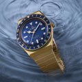 Q Timex Gold-Tone 36mm - Blue on Bracelet