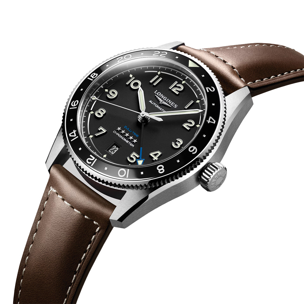 Spirit Zulu Time 39mm - Black on Leather Strap