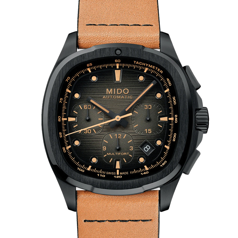 Multifort TV Chronograph Special Edition Black PVD 42mm - Grey on Bracelet w/ Extra Leather Strap