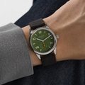 Club Campus Glass Back 38.5mm - Olive on Leather Strap