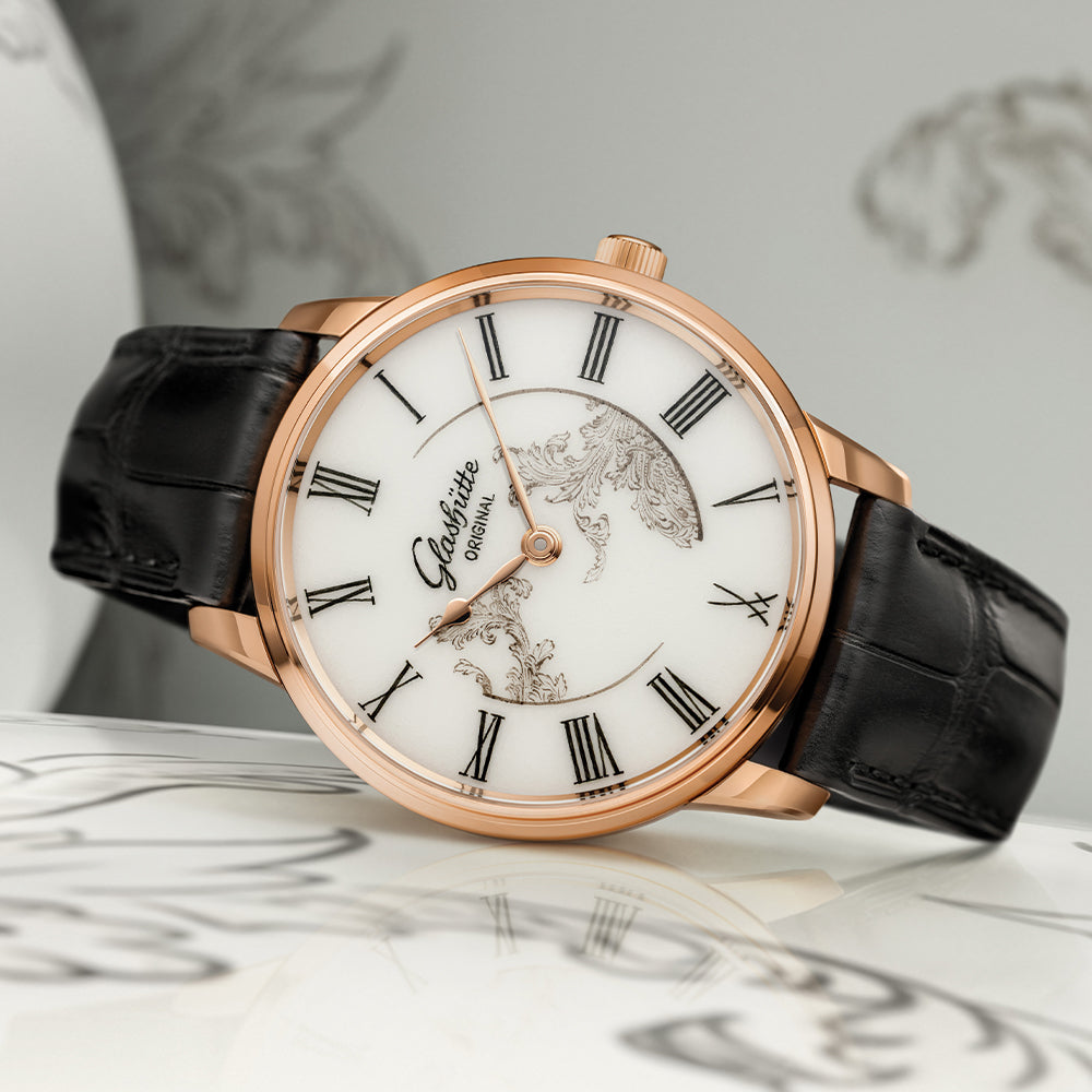 Senator Meissen Limited Edition Red Gold 40mm - White on Leather Strap