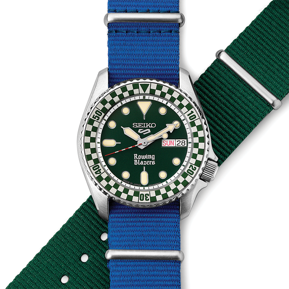 SRPM21 5 Sports Rowing Blazers x Wind Vintage Limited Edition 38mm - Green on Bracelet w/ Additional Fabric Strap