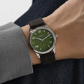 Club Campus Steel Back 38.5mm - Olive on Leather Strap