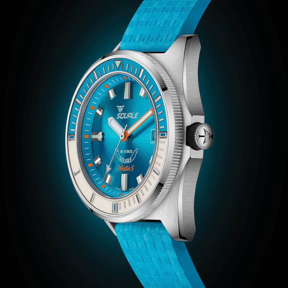 Matic S 37.8mm - Light Blue on Mosaic Rubber Strap