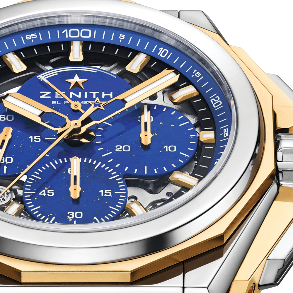 DEFY Extreme Lapis Lazuli Chronograph 45mm - Blue w/ Yellow Gold Accents on Bracelet and 2 Additional Straps