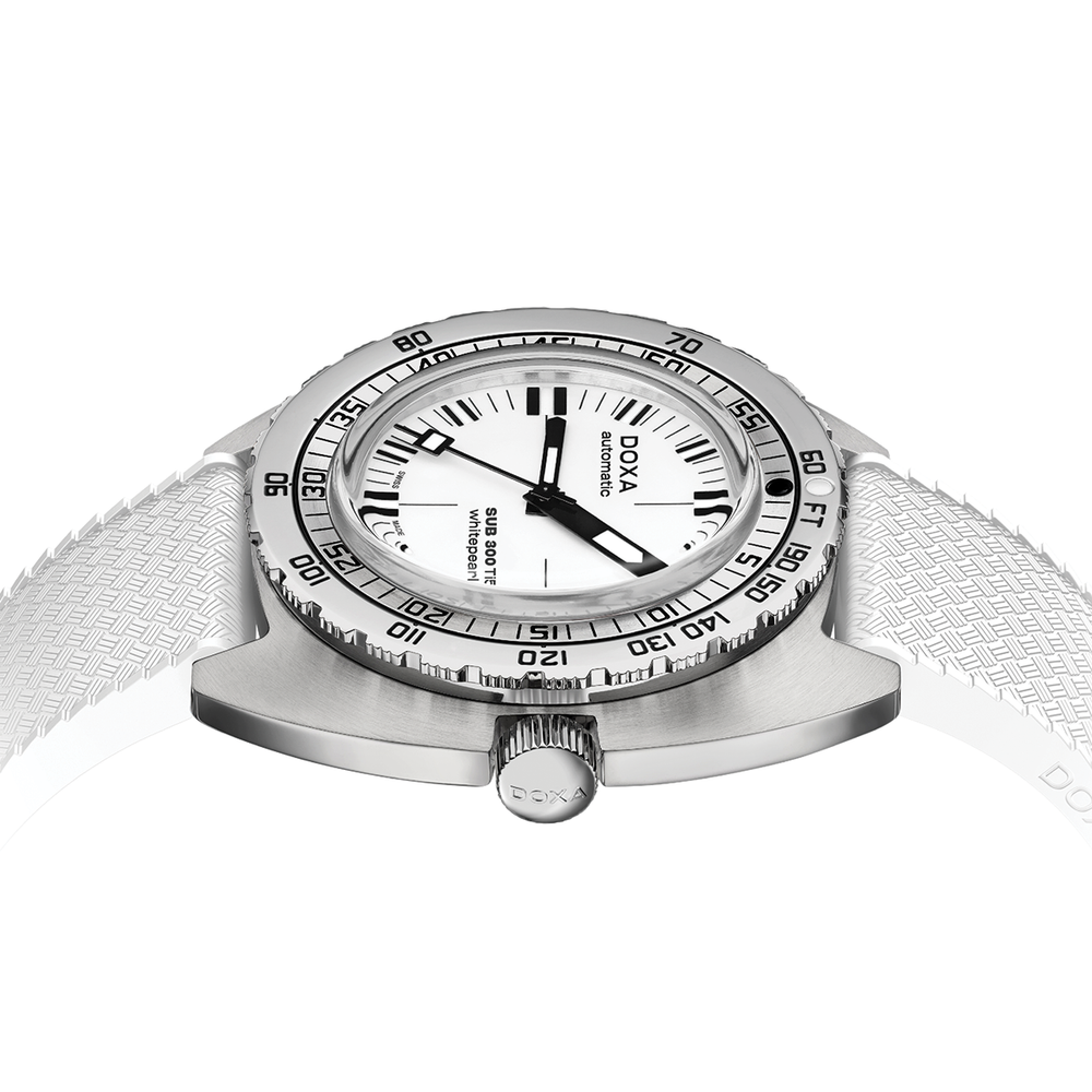 SUB 300 Ti5 42.5mm - Full Lume White on Rubber Strap