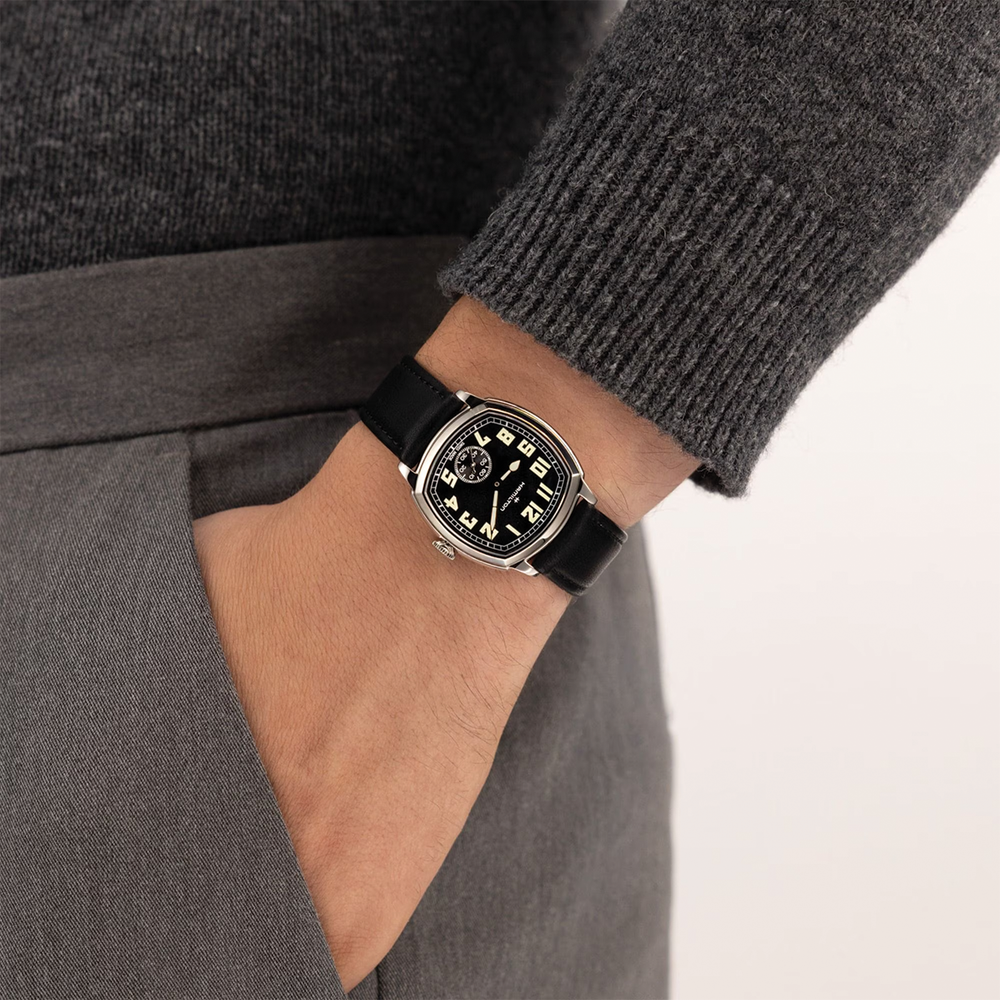 American Classic Cushion Mechanical 34mm - Black on Leather Strap