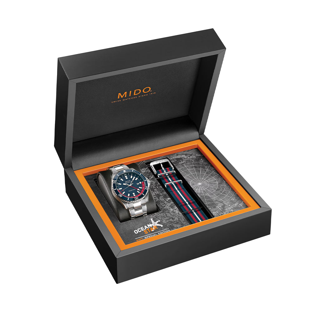 Ocean Star GMT Special Edition 44mm - Blue on Bracelet w/ Additional Fabric Strap