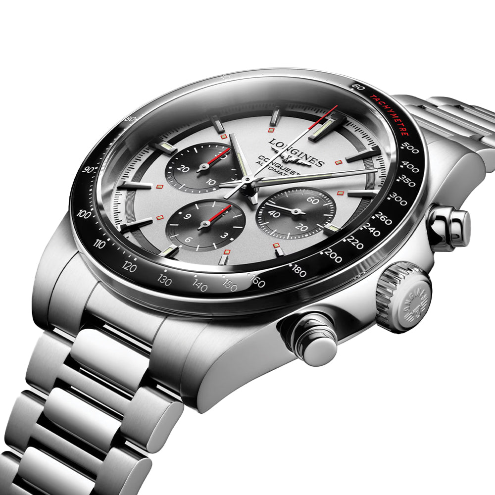 Conquest Automatic Chronograph 42mm - Silver on Bracelet