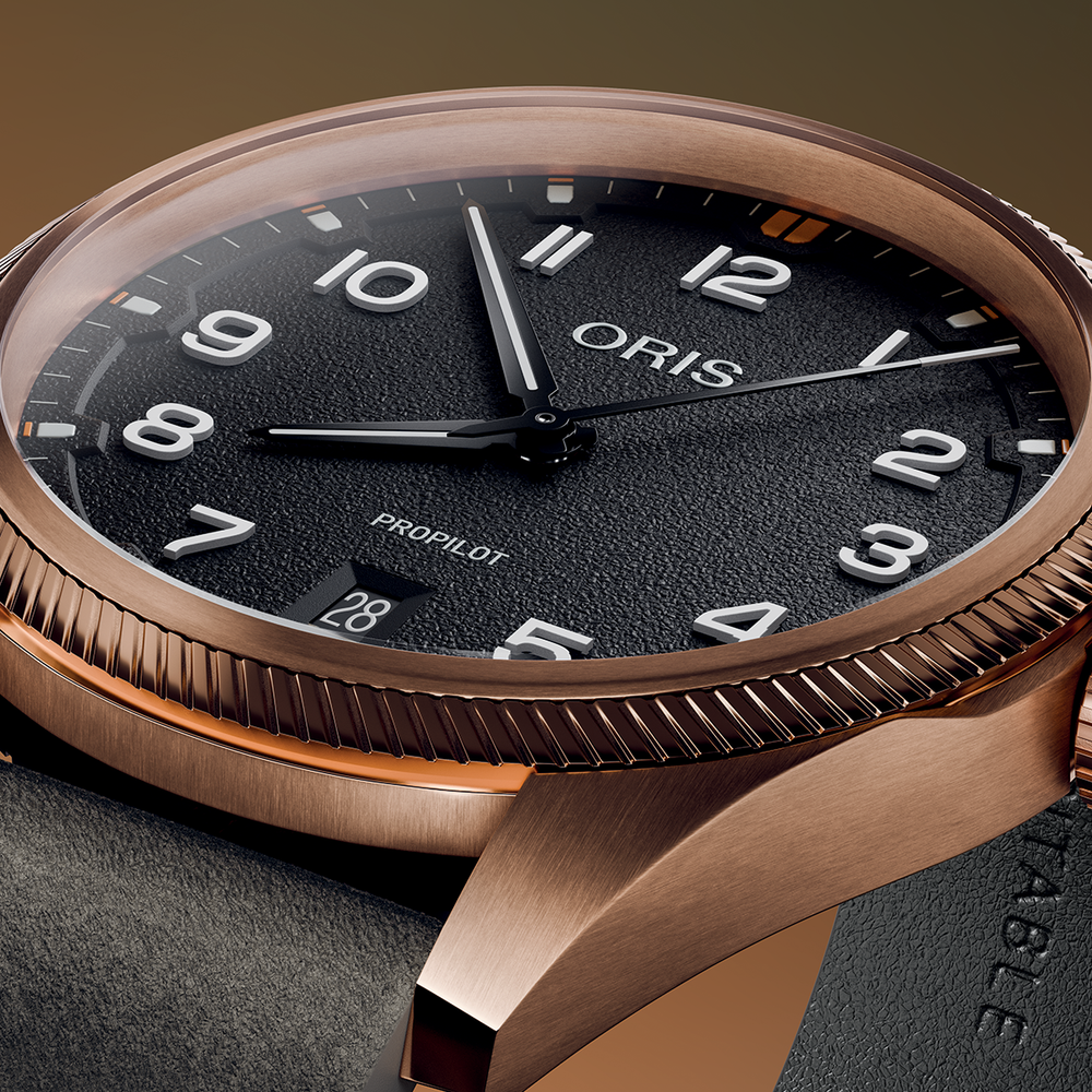 ProPilot Date Bronze 41mm - Black on Leather Strap