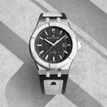 Aikonic Automatic 43mm - Black Carbon on White and Black Rubber Strap