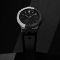 Aikonic Automatic 43mm - Black Carbon on White and Black Rubber Strap