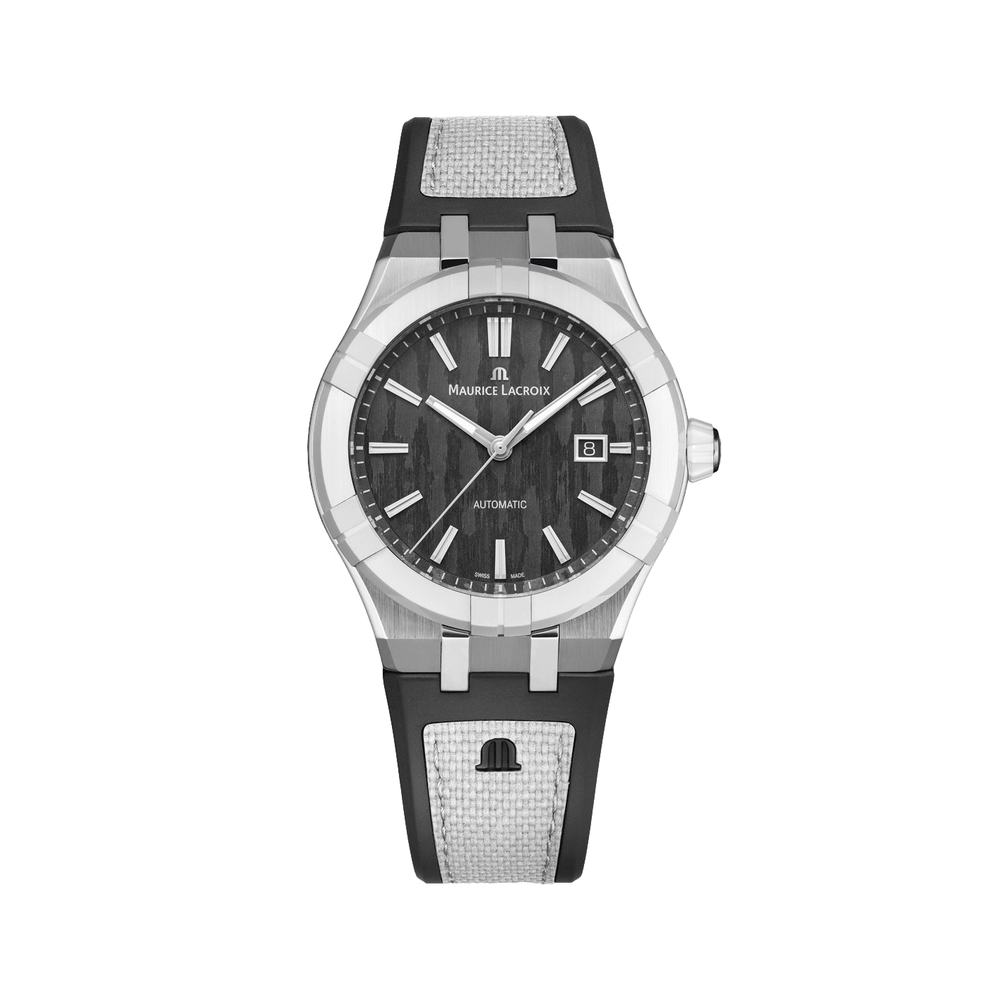 Aikonic Automatic 43mm - Black Carbon on White and Black Rubber