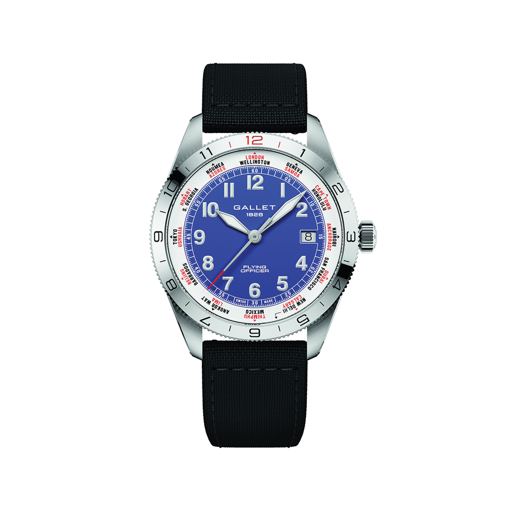 Flying Officer Automatic Date 40mm - Dark Blue on Fabric Strap