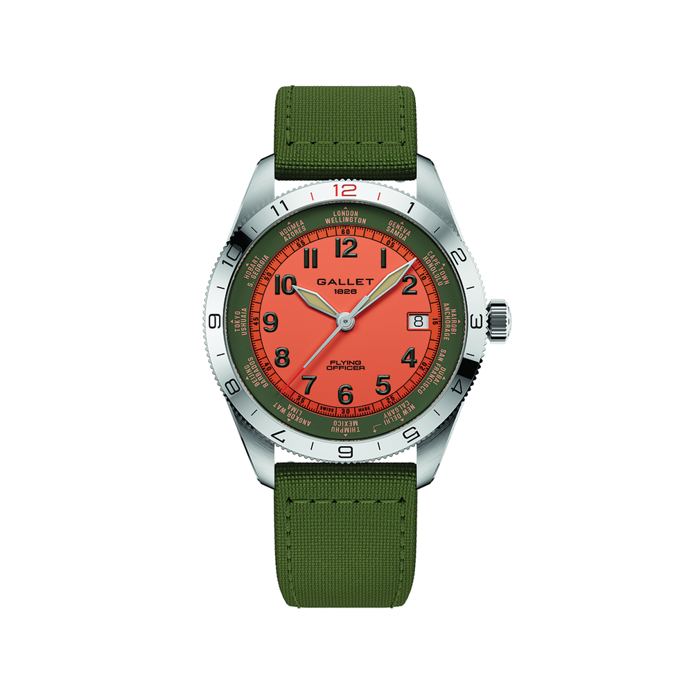 Flying Officer Automatic Date 40mm - Orange on Fabric Strap