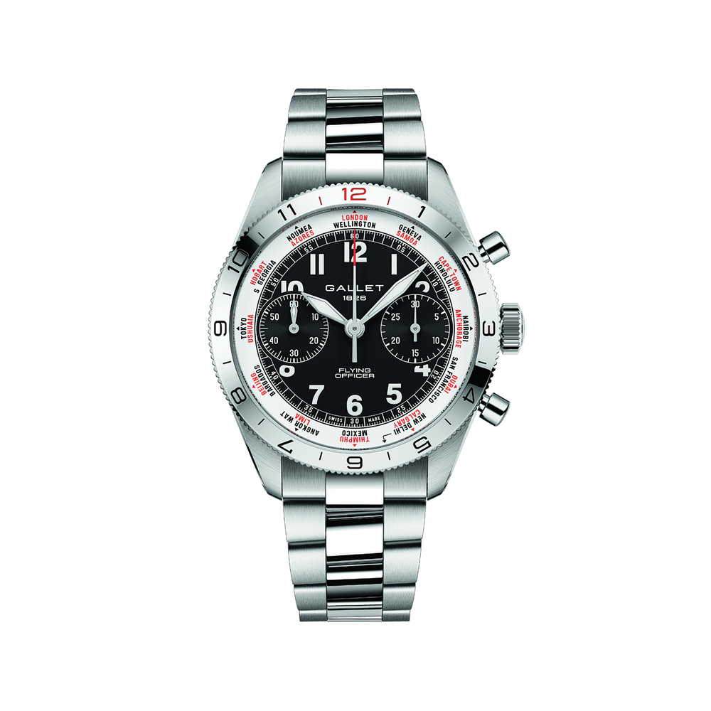 Flying Officer Chronograph 40mm - Black on Bracelet