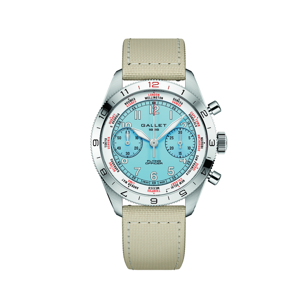Flying Officer Chronograph 40mm - Light Blue on Fabric Strap