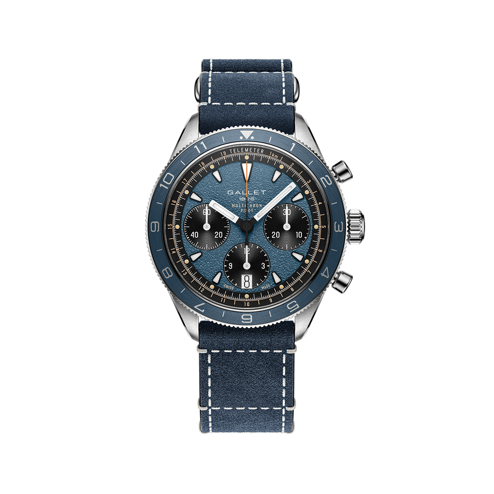 Multichron Pilot Chronograph 42mm - Blue on Leather Strap