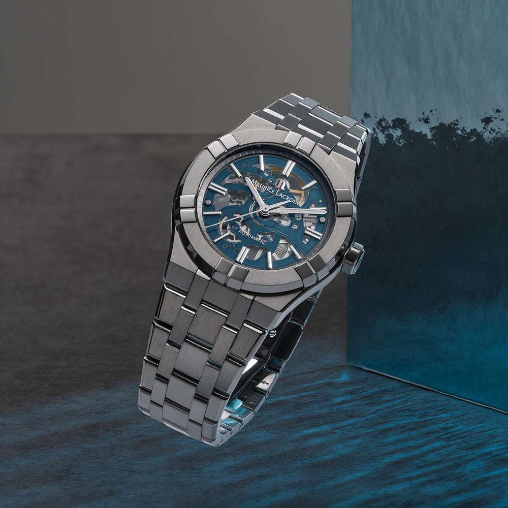 Aikon Automatic Skeleton 39mm - Blue on Bracelet | Teddy Baldassarre