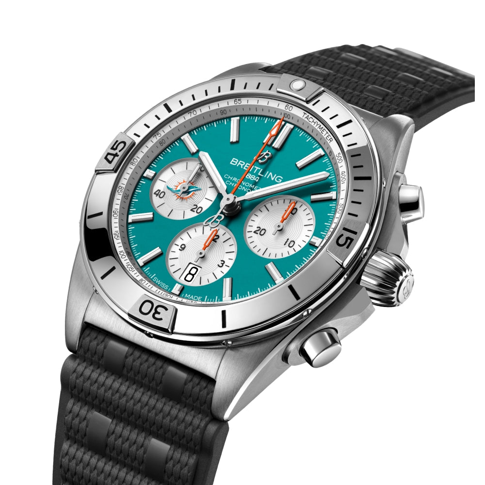 Chronomat B01 NFL Miami Dolphins Limited Edition, 42mm on Rubber Strap