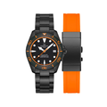 DS Action Diver Powermatic 80 38mm - Black, Orange Accents on Bracelet w/ Additional Rubber Strap