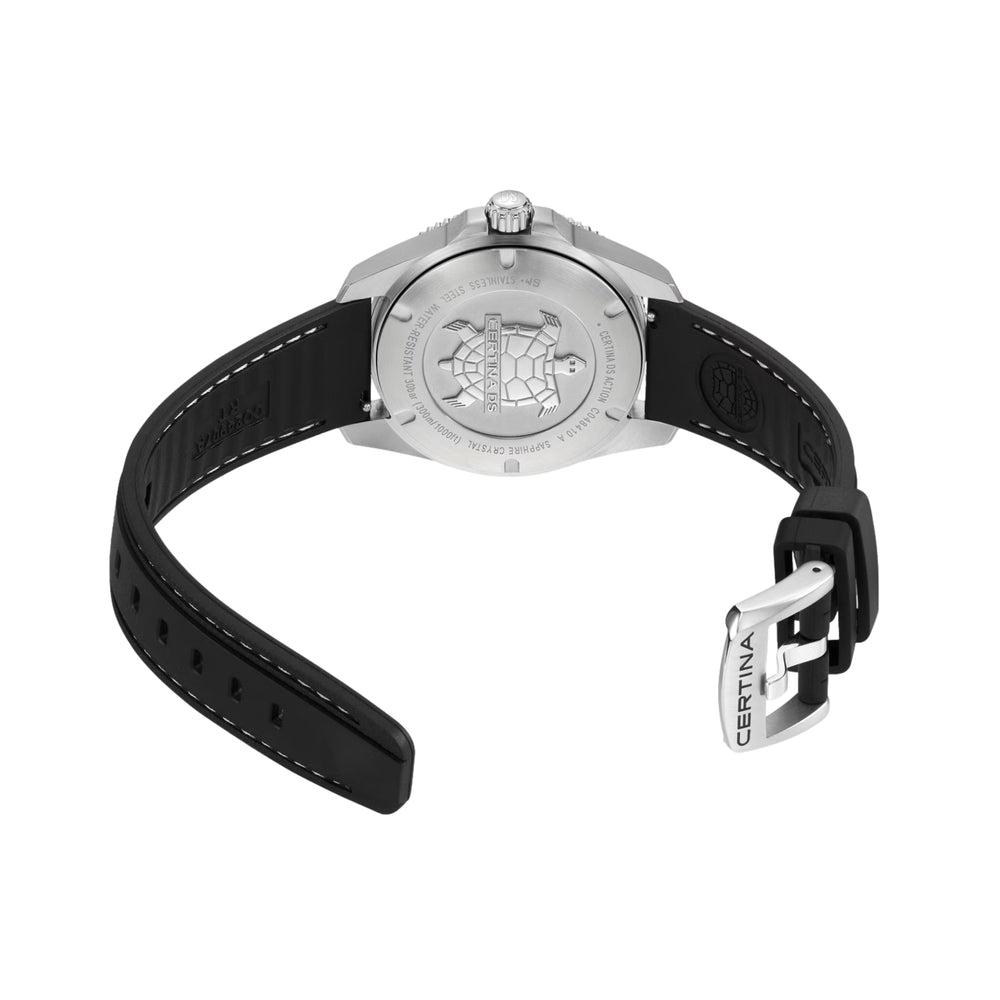 DS Action 40mm - Black on Rubber Strap