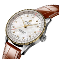 Navitimer Automatic Two-Tone 36mm - White, Mother-of-Pearl, Diamond-Set on Leather Strap