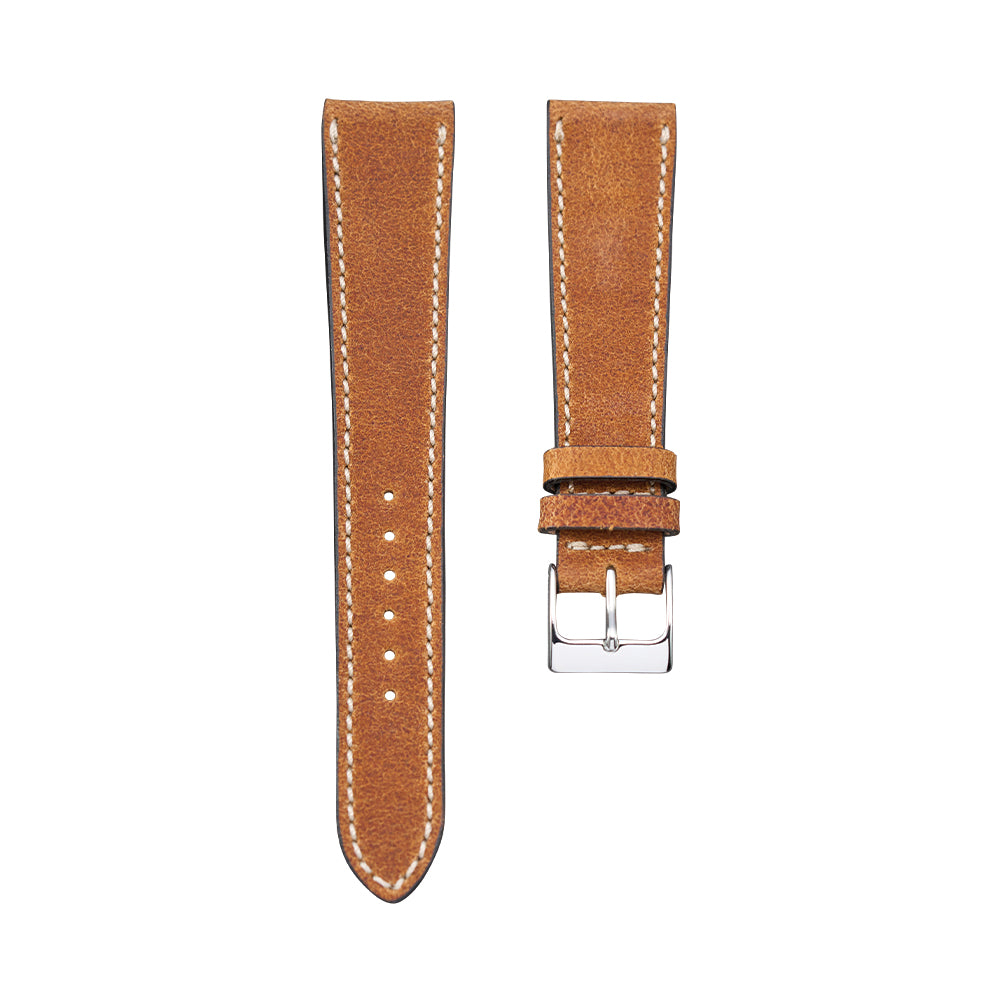Camel Brown Distressed Nubuck Leather Strap