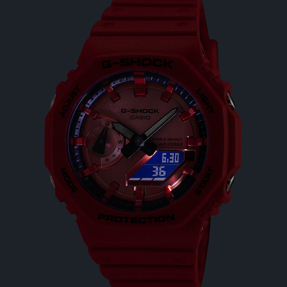 GA2100RRB-4A Analog-Digital 2100 Series 45.4mm - Red on Resin Strap