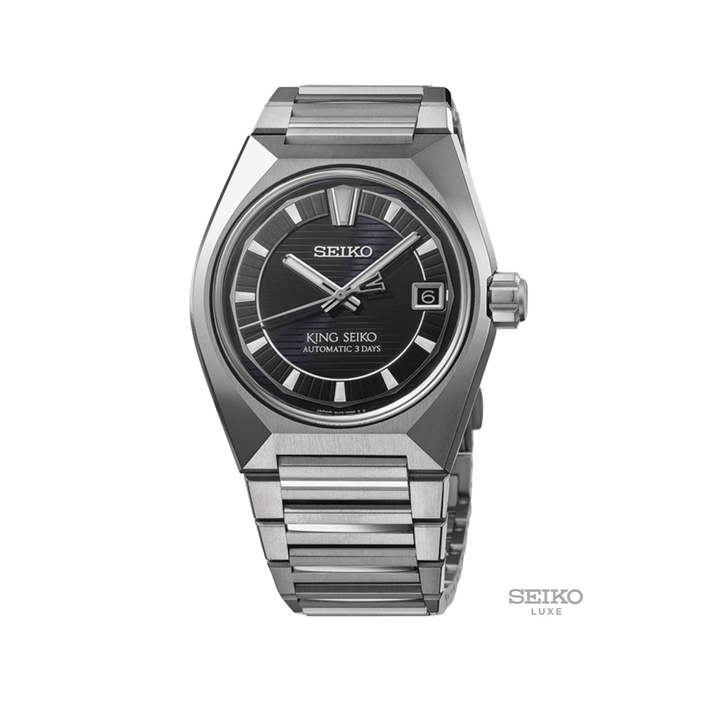 King Seiko VANAC 41mm black dial on bracelet with date window