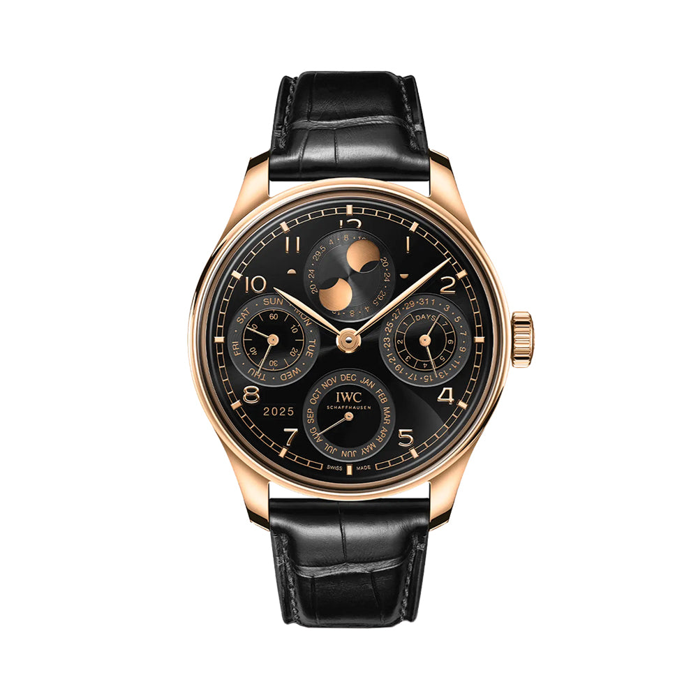 Portugieser Perpetual Calendar 18K Armor Gold® Case 44mm - Black on Leather Strap