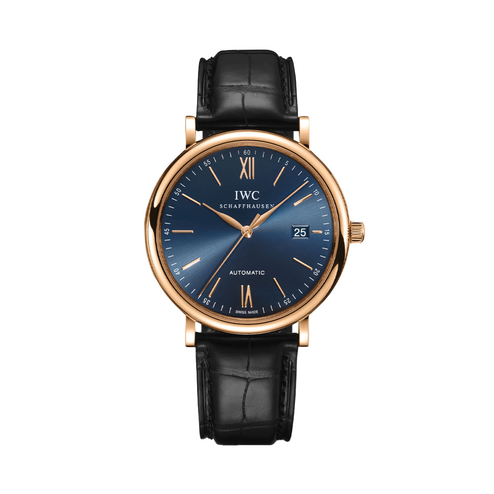 Portofino Automatic 18K 5N Gold Case 40mm - Blue on Leather Strap