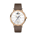 Portofino Complete Calendar 18K 5N Gold Case 41mm - Silver-Plated on Leather Strap