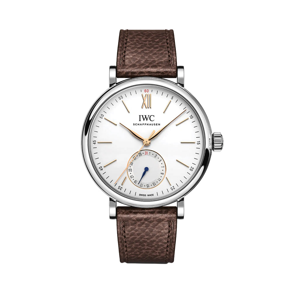 Portofino Pointer Date 39mm - Silver-Plated on Leather Strap