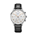 Portugieser Chronograph Gold Accents 41mm - Silver-Plated on Leather Strap