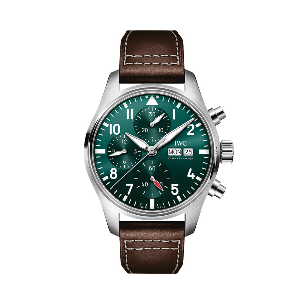 Pilot's Watch Chronograph 41mm - Green on Leather Strap
