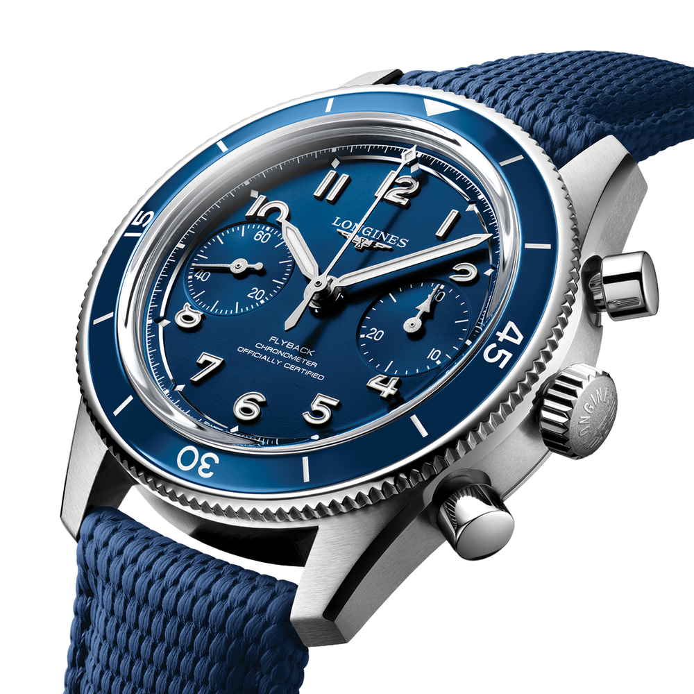 Spirit Pilot Flyback Chronograph 39.5mm - Blue on Rubber Strap