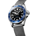 HydroConquest 39mm - Black, Blue Bezel on Mesh Bracelet