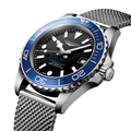 HydroConquest 39mm - Black, Blue Bezel on Mesh Bracelet
