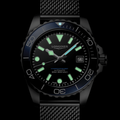 HydroConquest 39mm - Black, Blue Bezel on Mesh Bracelet