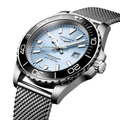 HydroConquest 42mm - Blue, Black Bezel on Mesh Bracelet