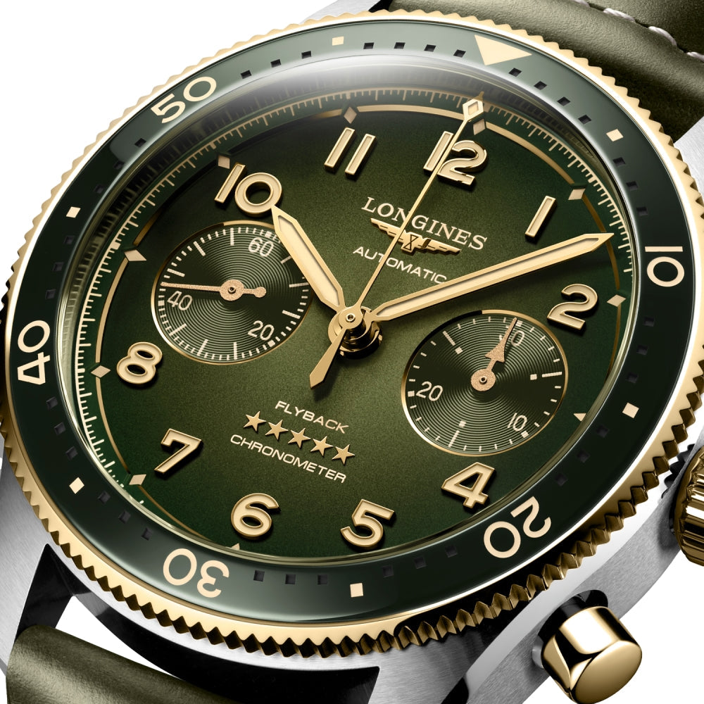 Spirit 42 mm Flyback Chronograph Green PVD on Strap