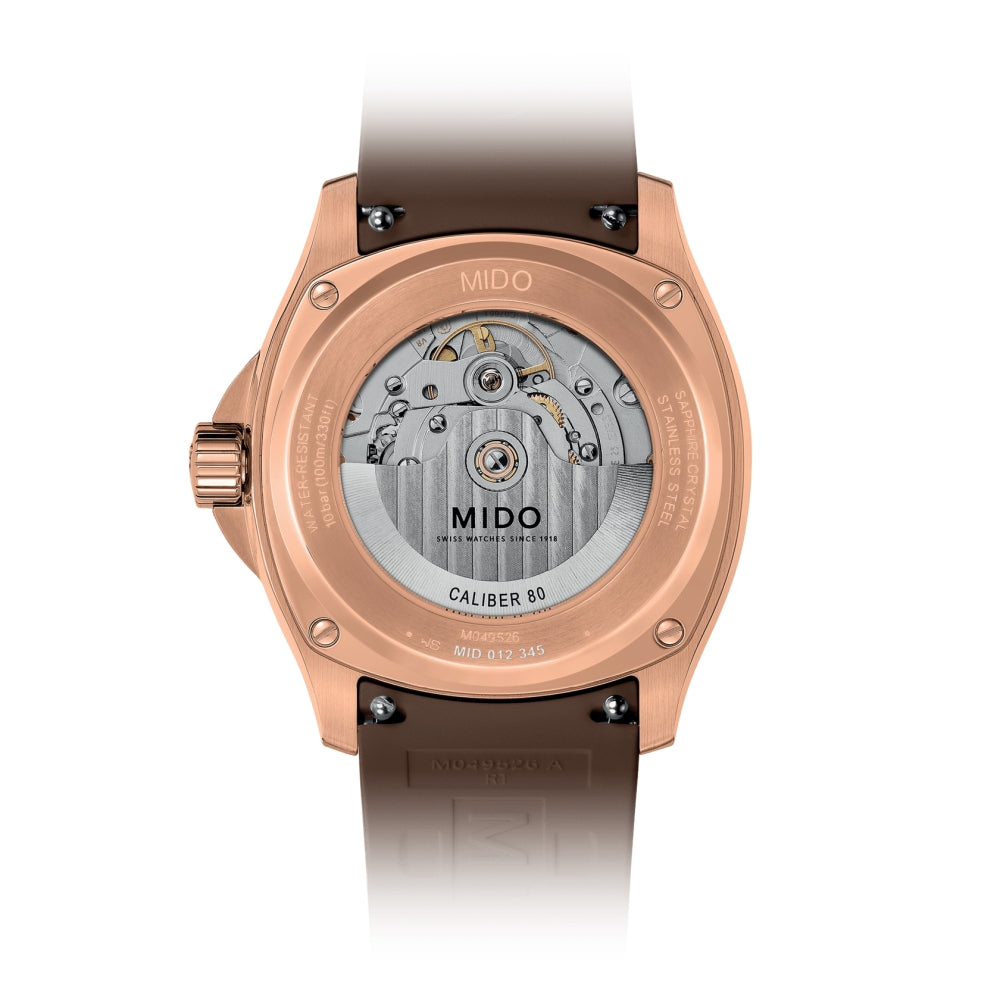 Multifort TV Big Date Rose Gold-Tone 40mm - Brown on Rubber Strap