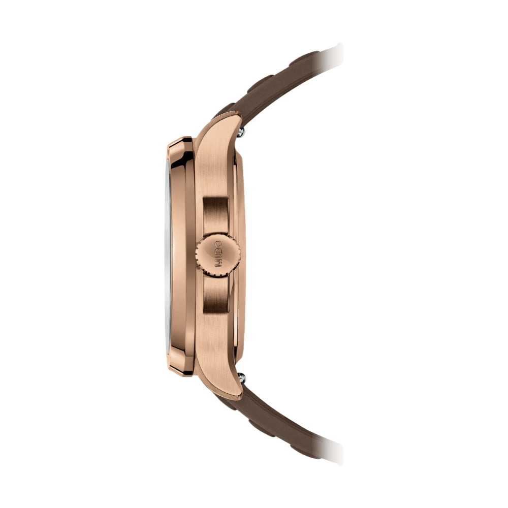 Multifort TV Big Date Rose Gold-Tone 40mm - Brown on Rubber Strap