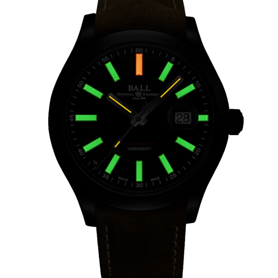 Engineer II Green Berets 43mm - Black on Leather Strap