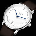 Naos Quartz 38mm - White on Dark Brown Leather Strap